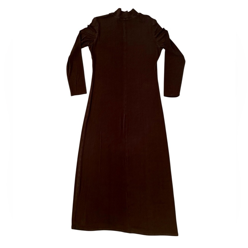 Double D Ranchwear Women’s Size Medium Solid Brown Western Turtleneck Maxi Dress - Picture 8 of 9